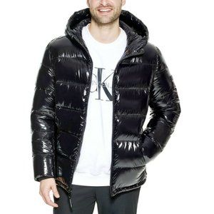SOLD NWT CALVIN KLEIN MENS HIGH SHINE PUFFER JACKET BLACK L $250 Retail.